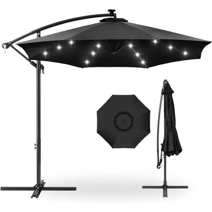 10ft Solar LED Hanging Patio Umbrella