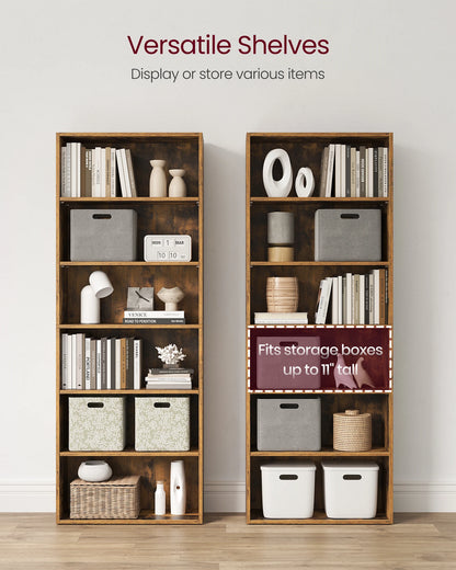 6-Tier Bookshelf w/Adjustable Storage Shelves