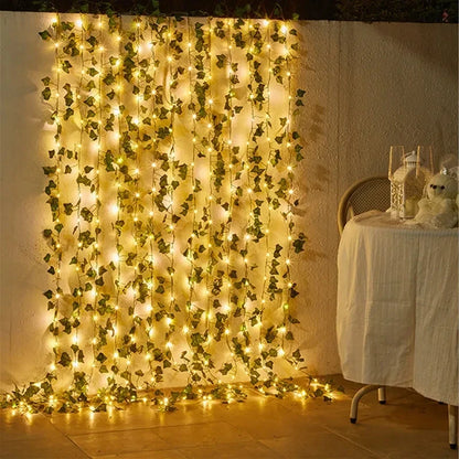 Fake Green Leaf Ivy Vine with LED Lights Garland Home Decor