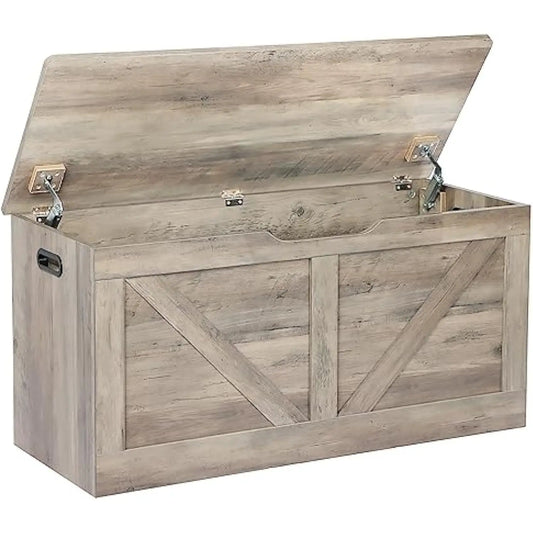 39.4" Wooden  Storage Bench w/ 2 Safety Hinges