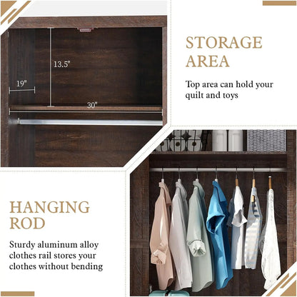 70"" Large Wardrobe Armoire
