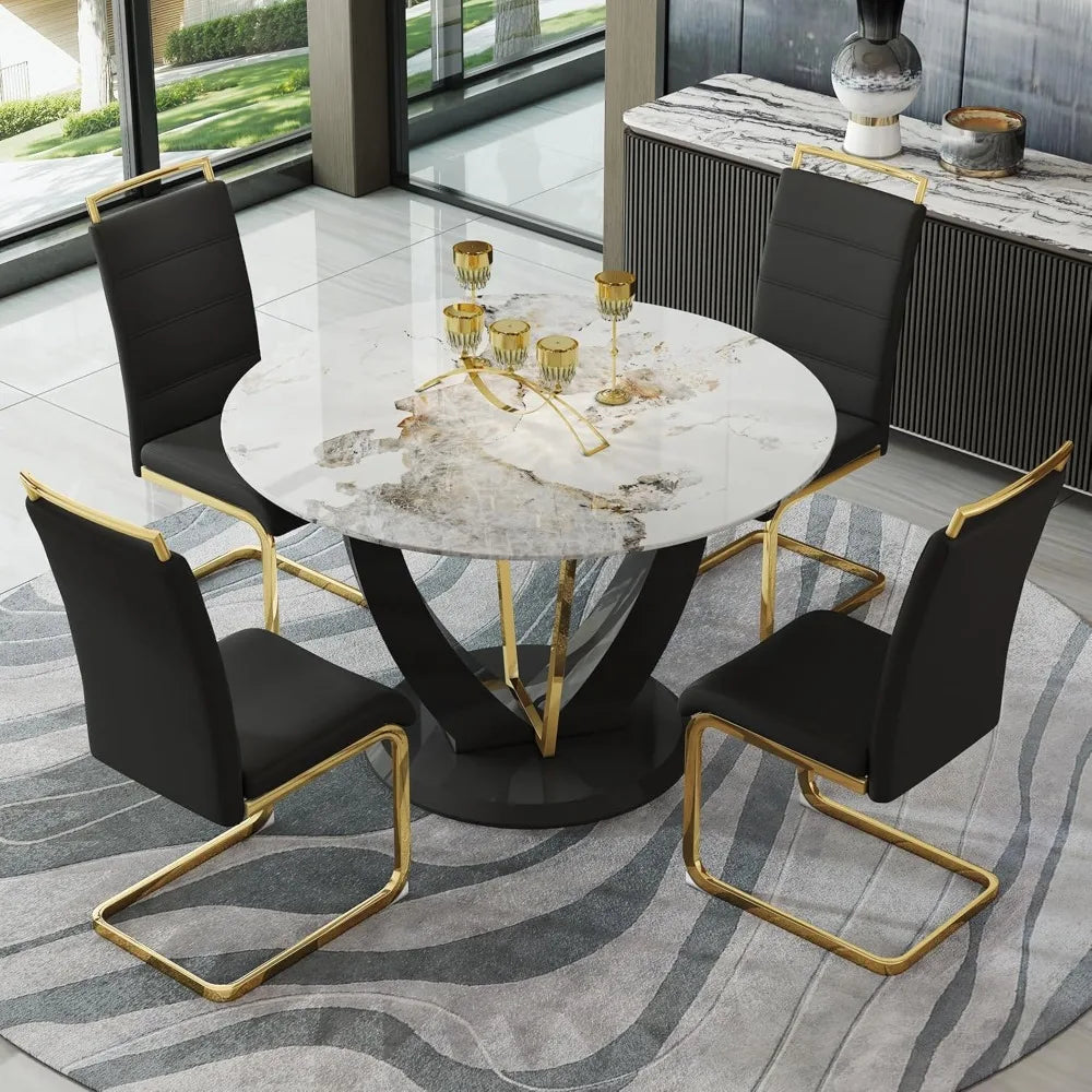 4 sets of 48" round dining table with 4 cushioned chairs