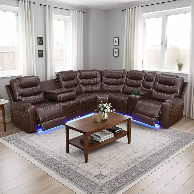 Recliner Living Room Set with LED Lighting