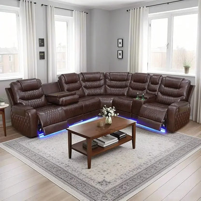 Recliner Living Room Set with LED Lighting