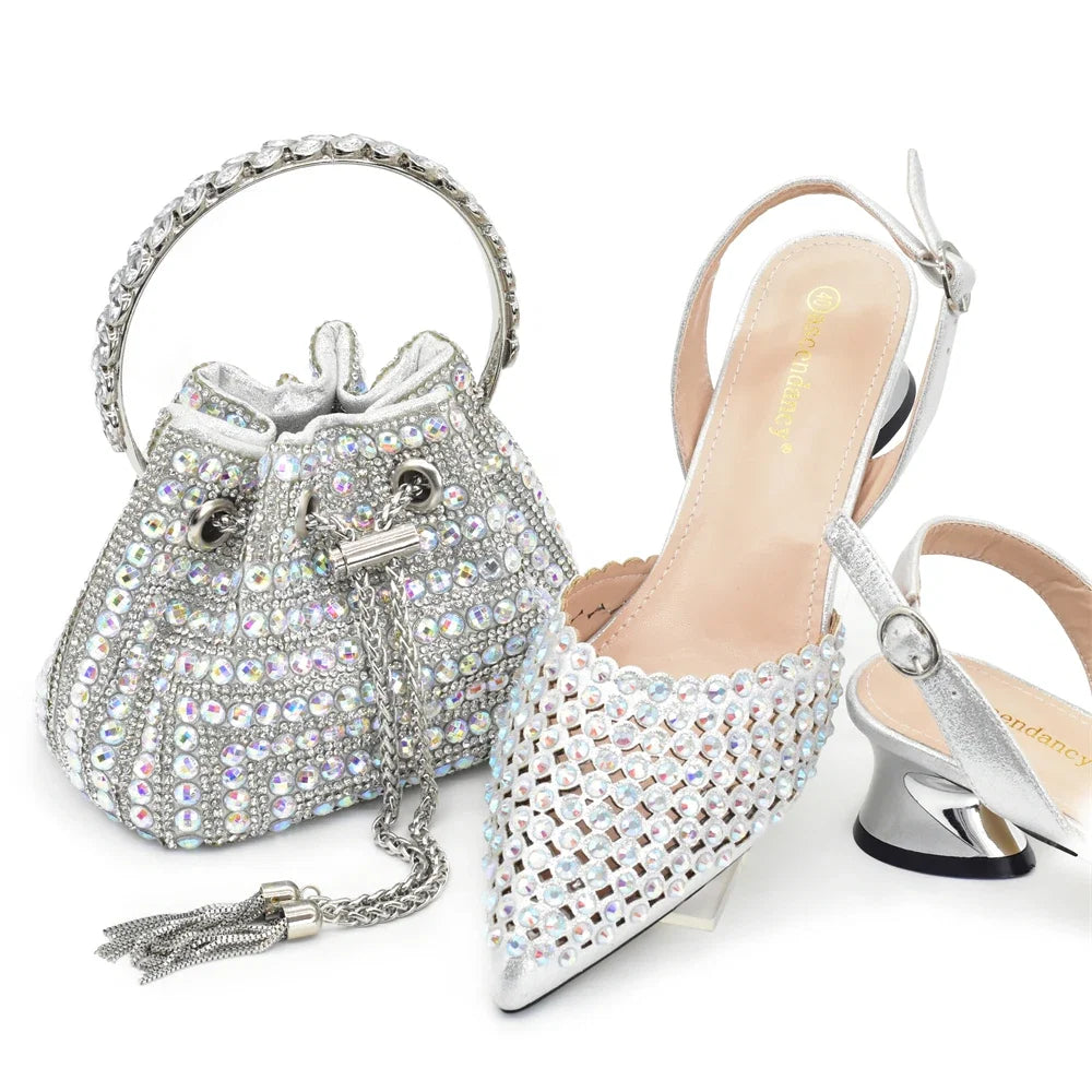 New Fashion Gold Color Shoes and Bags To Match