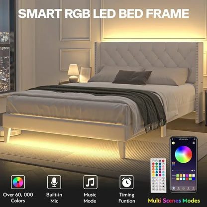 Queen Size Bed Frame With Led Lights