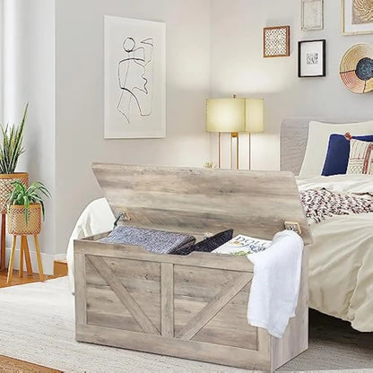 39.4" Wooden  Storage Bench w/ 2 Safety Hinges
