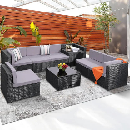 8 Pieces Outdoor Wicker Rattan Patio Furniture
