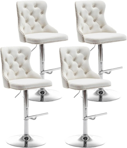 Set of 4 Velvet Bar Stools