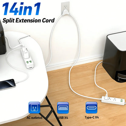 Multi Outlet Power Strip With USB Type C Ports Indoor