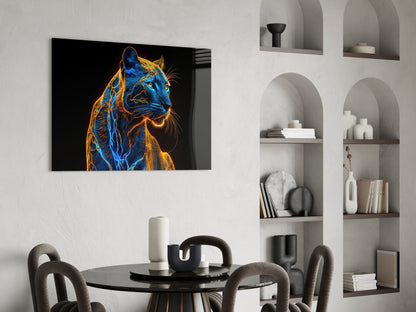 Neon Jaguar Glass Wall Art