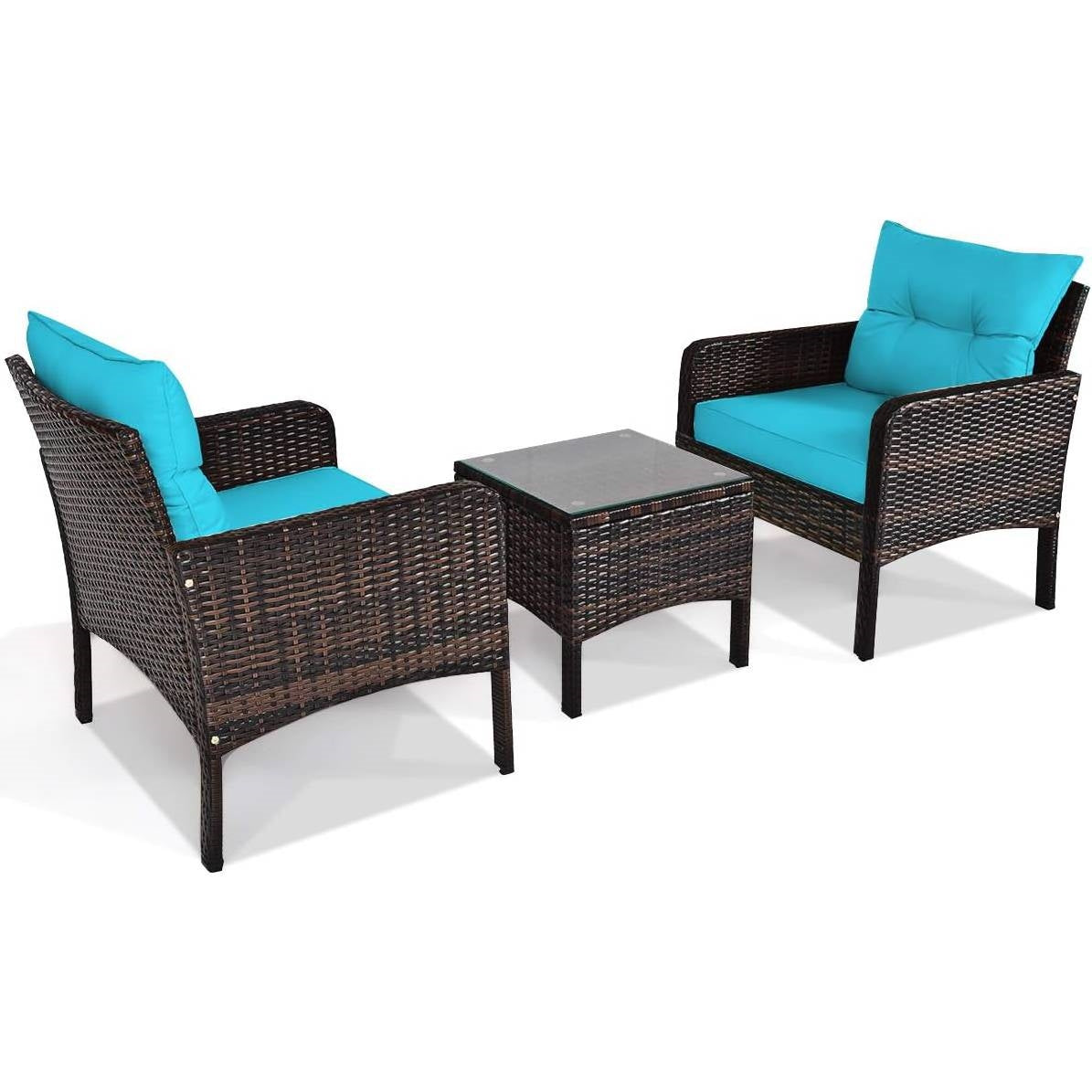 3-Piece Brown PE Rattan Outdoor Patio Furniture