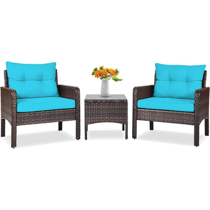 3-Piece Brown PE Rattan Outdoor Patio Furniture