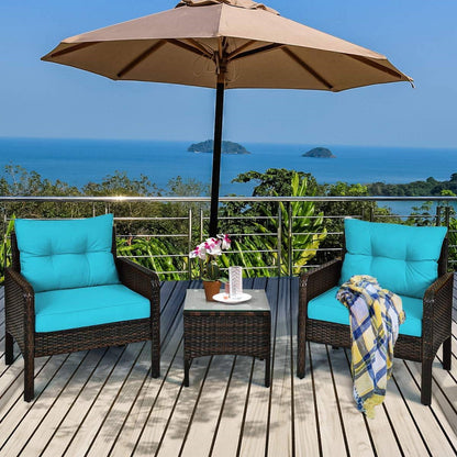 3-Piece Brown PE Rattan Outdoor Patio Furniture
