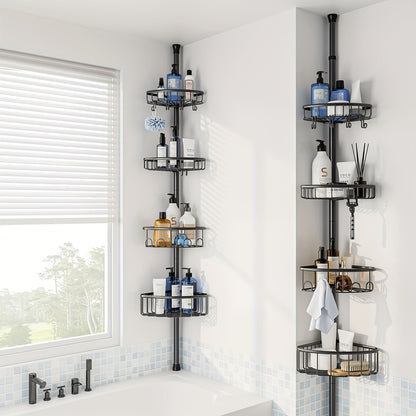 4-Tier Corner Shower Organizer Telescopic Pole