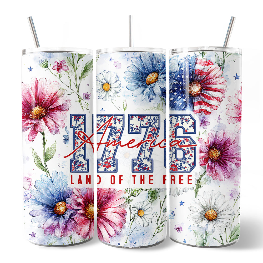 Retro America 1776 Daisy Flower Personalized Tumbler