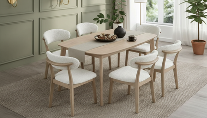 Scandinavian Dining Table Set with Upholstered Chairs for Small Spaces