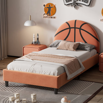 Basketball Design Upholstered Twin Platform Bed Sport Style