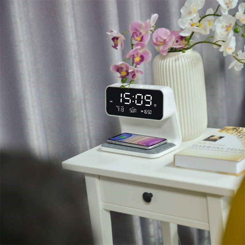 Bedside Lamp Wireless Charging LCD Screen Alarm Clock