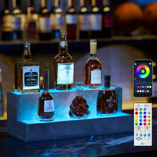 LED Lighted Liquor Bottle Display Shelf, 20 Inch