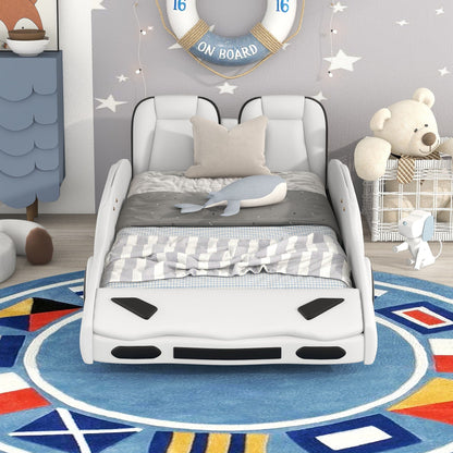 Race Car Shaped Twin Platform Bed With Wheels