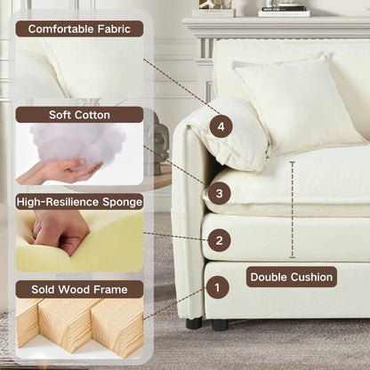 Deep Seat Modular Sectional Sofa Cloud Couch With Ottoman