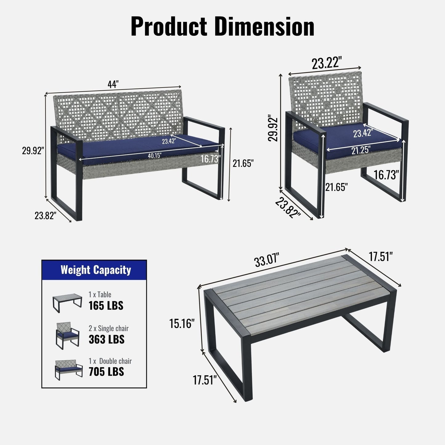 4 Piece Patio Furniture Set