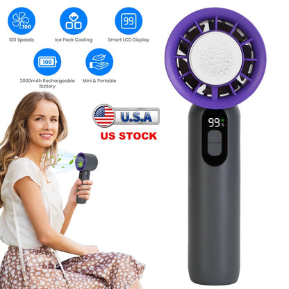 100 Speed Handheld Fan With Ice Cooler