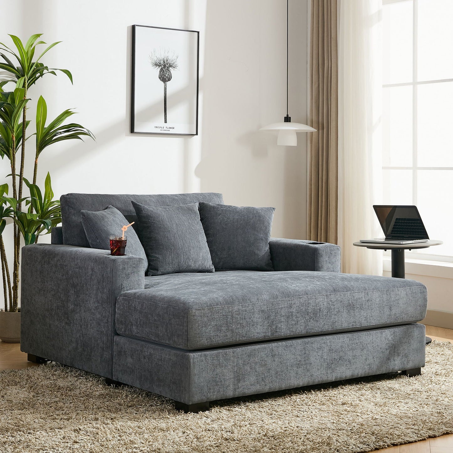 Oversized Chaise Lounger Modern Style Sofa Couch