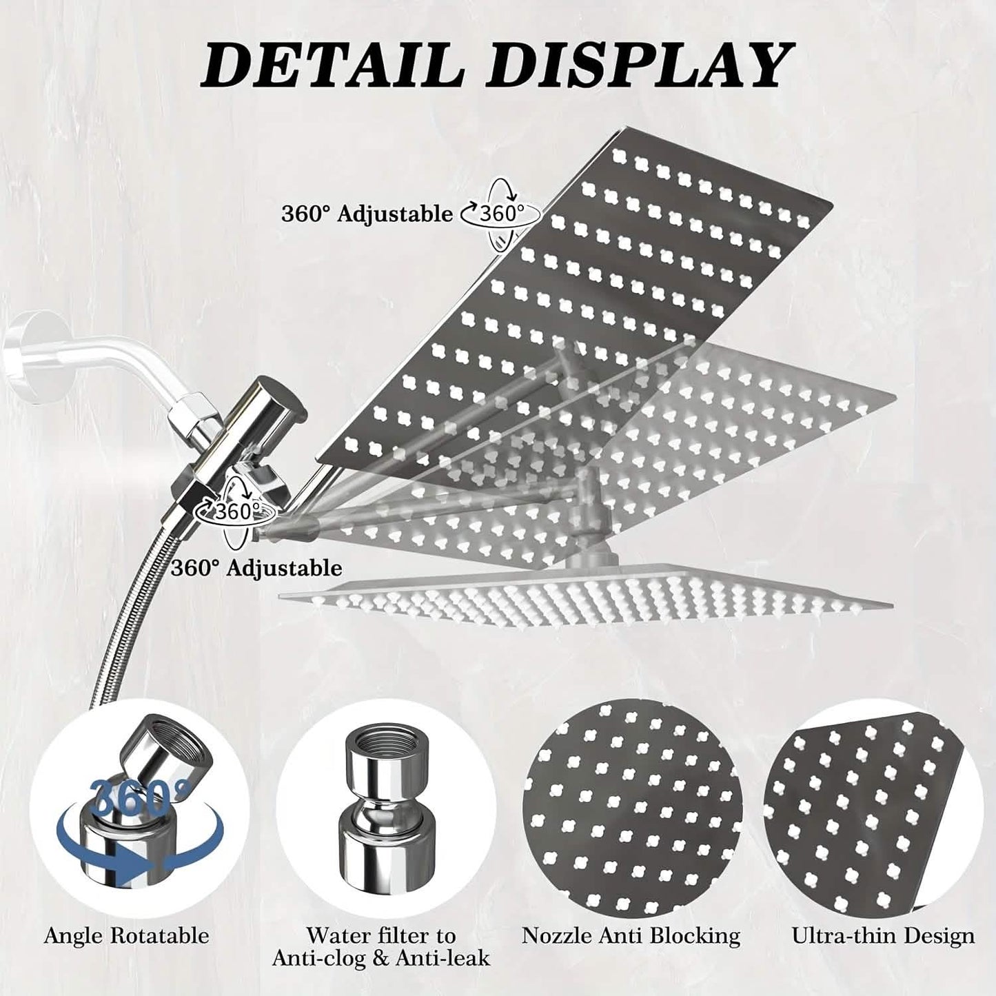 High Pressure Rainfall & Handheld Shower Head