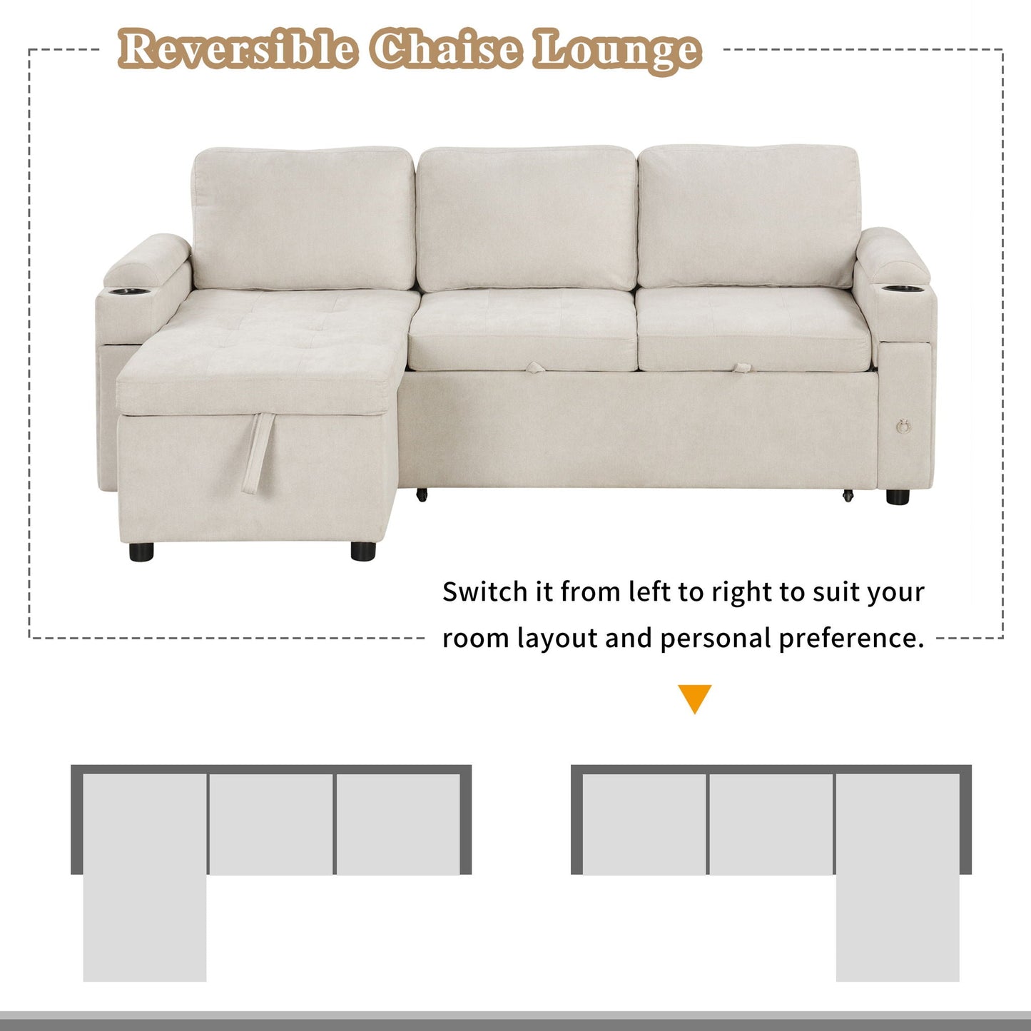 Convertible L Shaped Sofa Couch With Storage