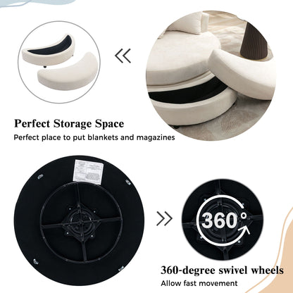 360° Swivel Accent Barrel Chair With Storage Ottoman & 4 Pillows,