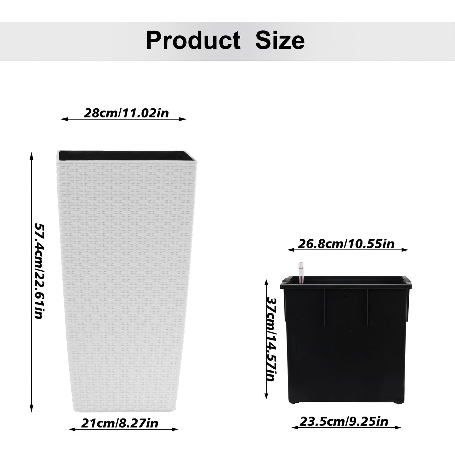Square Large Planter With Automatic Watering System