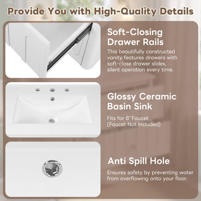 Floating Bathroom Vanity With Oval Knobs
