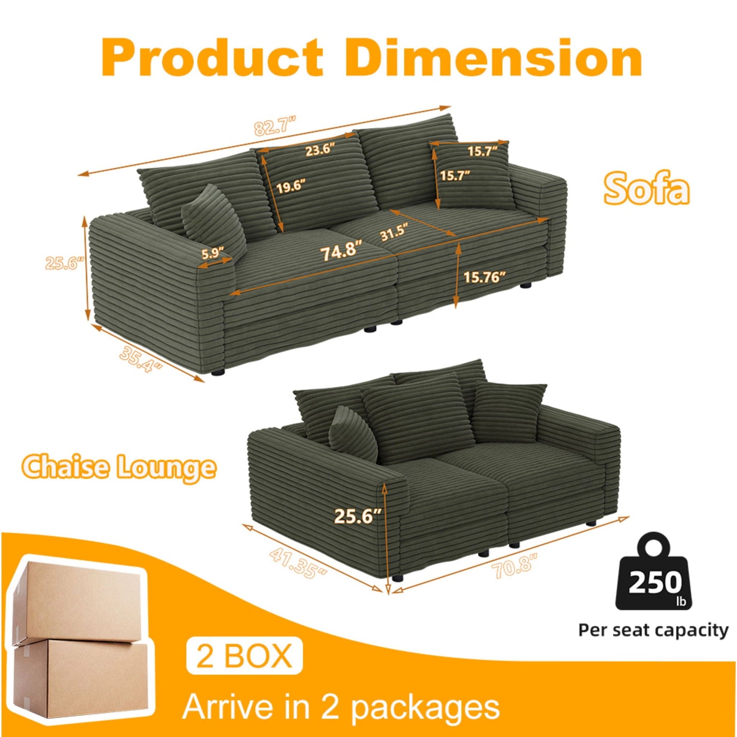 Modern Comfy Upholstered Sofa Cloud Couch