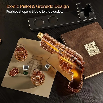 Magnum Revolver Whiskey Decanter Set