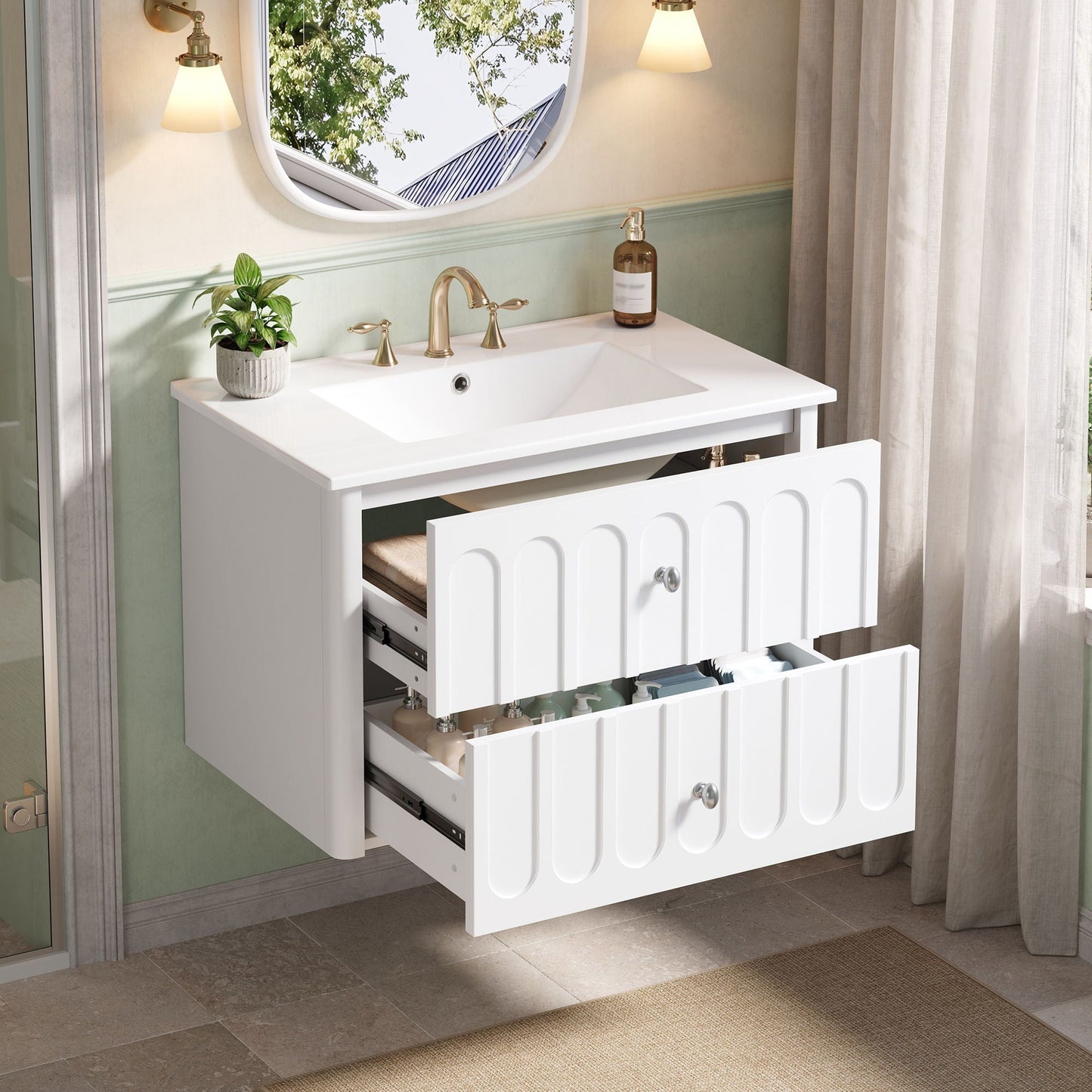 Floating Bathroom Vanity With Oval Knobs