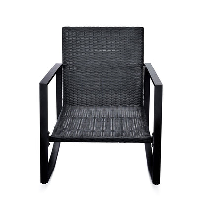 3 Piece Patio Bistro Set with Blue Cushions – Outdoor Rocker Chair Set