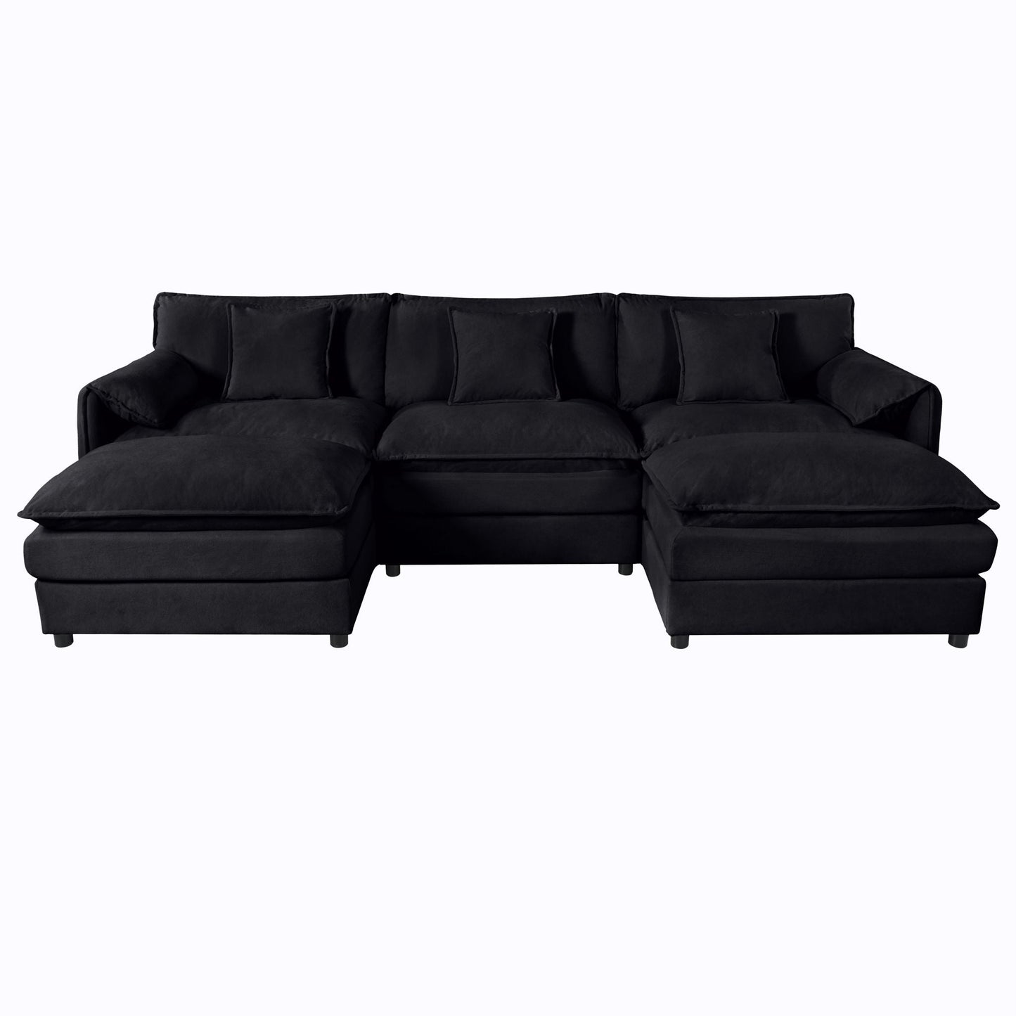 Deep Seat Modular Sectional Sofa Cloud Couch With Ottoman