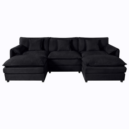 Deep Seat Modular Sectional Sofa Cloud Couch With Ottoman