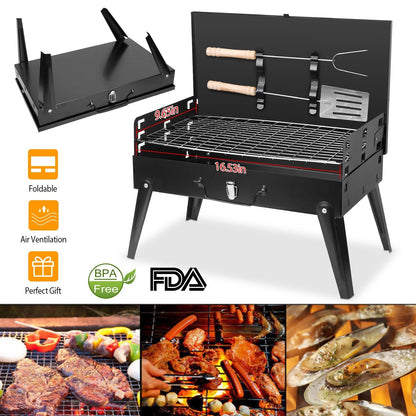 Portable Charcoal Grill Foldable BBQ Suitcase Grill