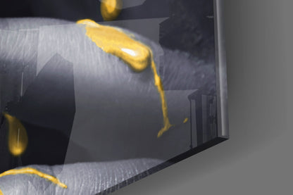 Yellow Lips Glass Wall Art