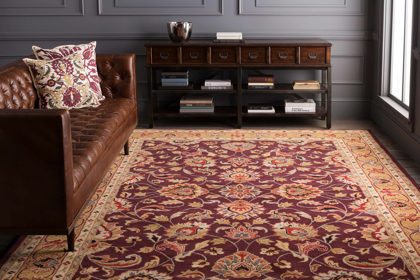 Cherryfield Burgundy Wool Area Rug