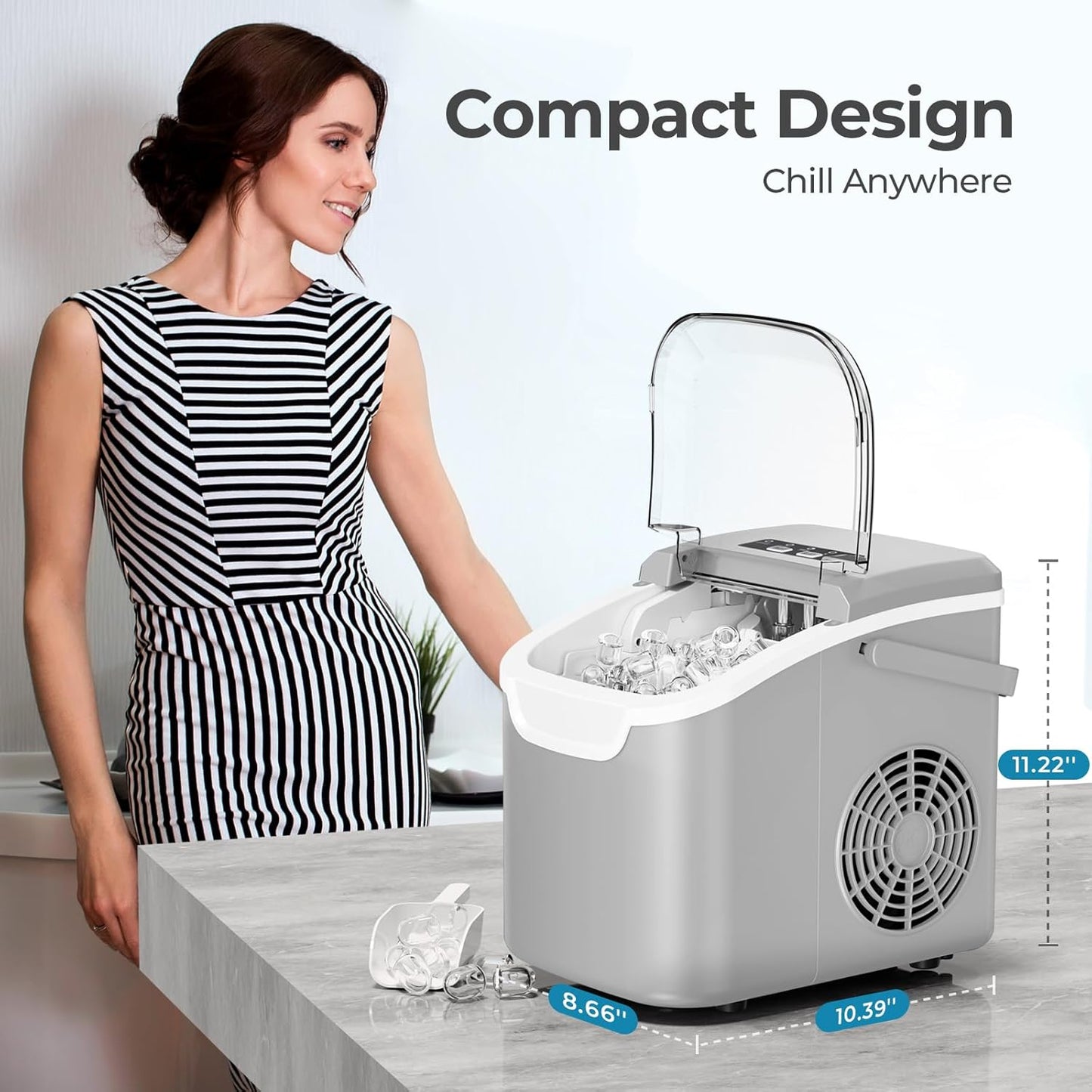 Kismile Ice Makers Countertop with Handle