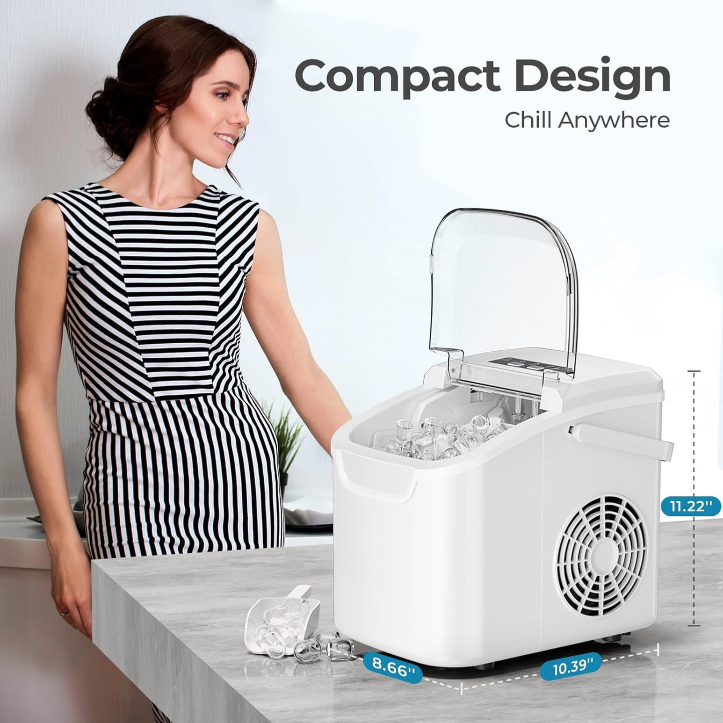 Kismile Ice Makers Countertop with Handle