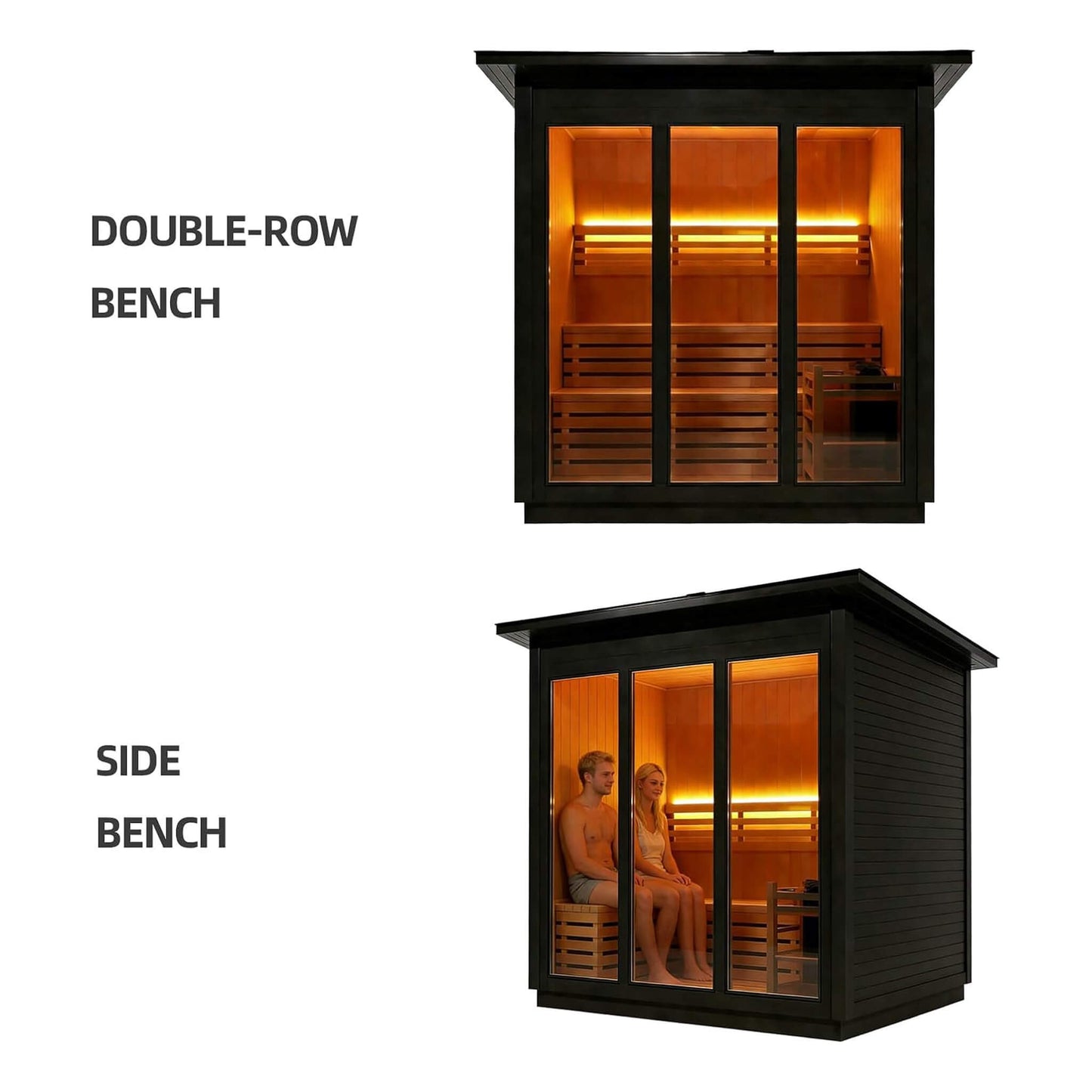 Custom 4-Person Luxury Spruce Outdoor Steam Sauna With Heater  [Made-To-Order]