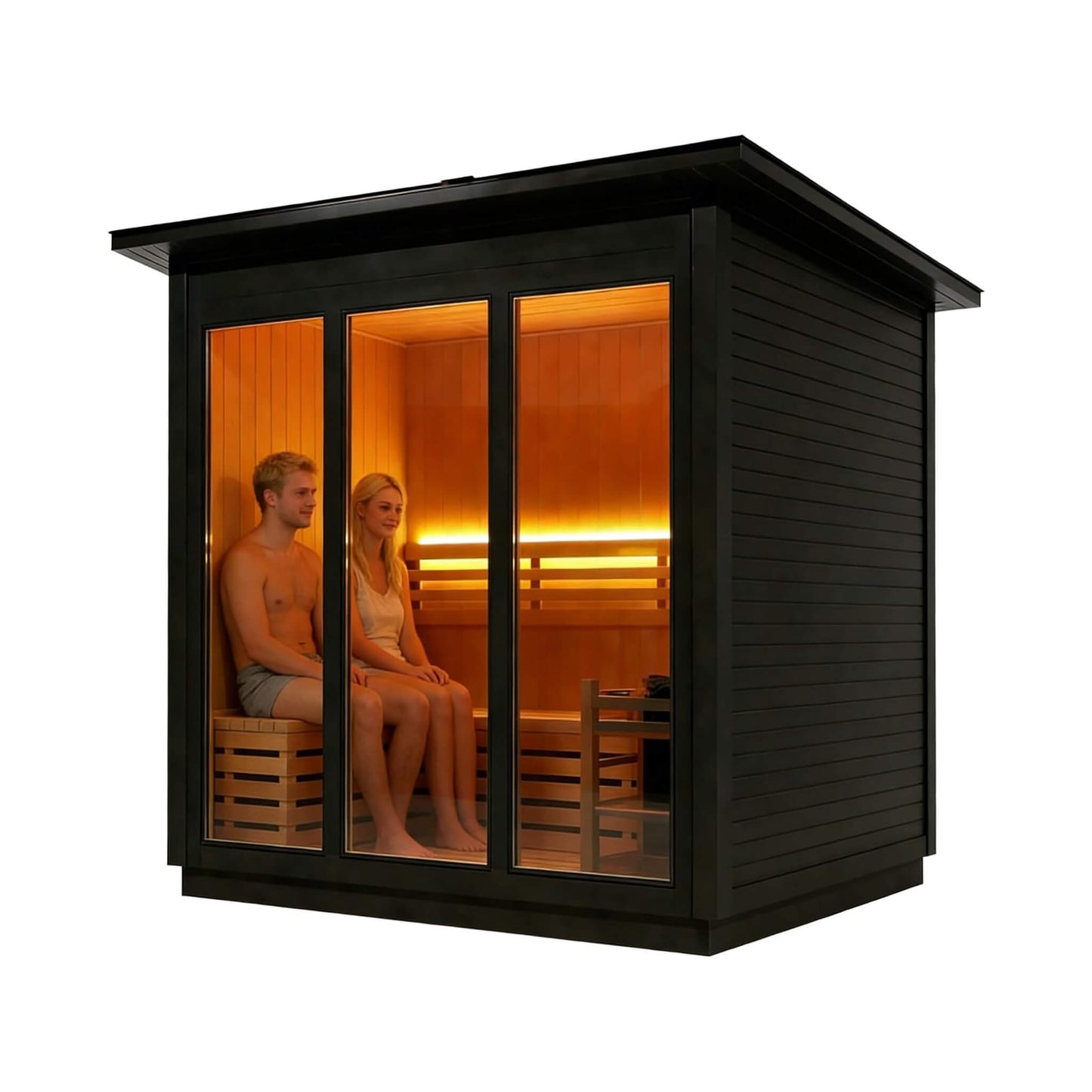 Custom 4-Person Luxury Spruce Outdoor Steam Sauna With Heater  [Made-To-Order]