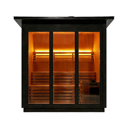 Custom 4-Person Luxury Spruce Outdoor Steam Sauna With Heater  [Made-To-Order]