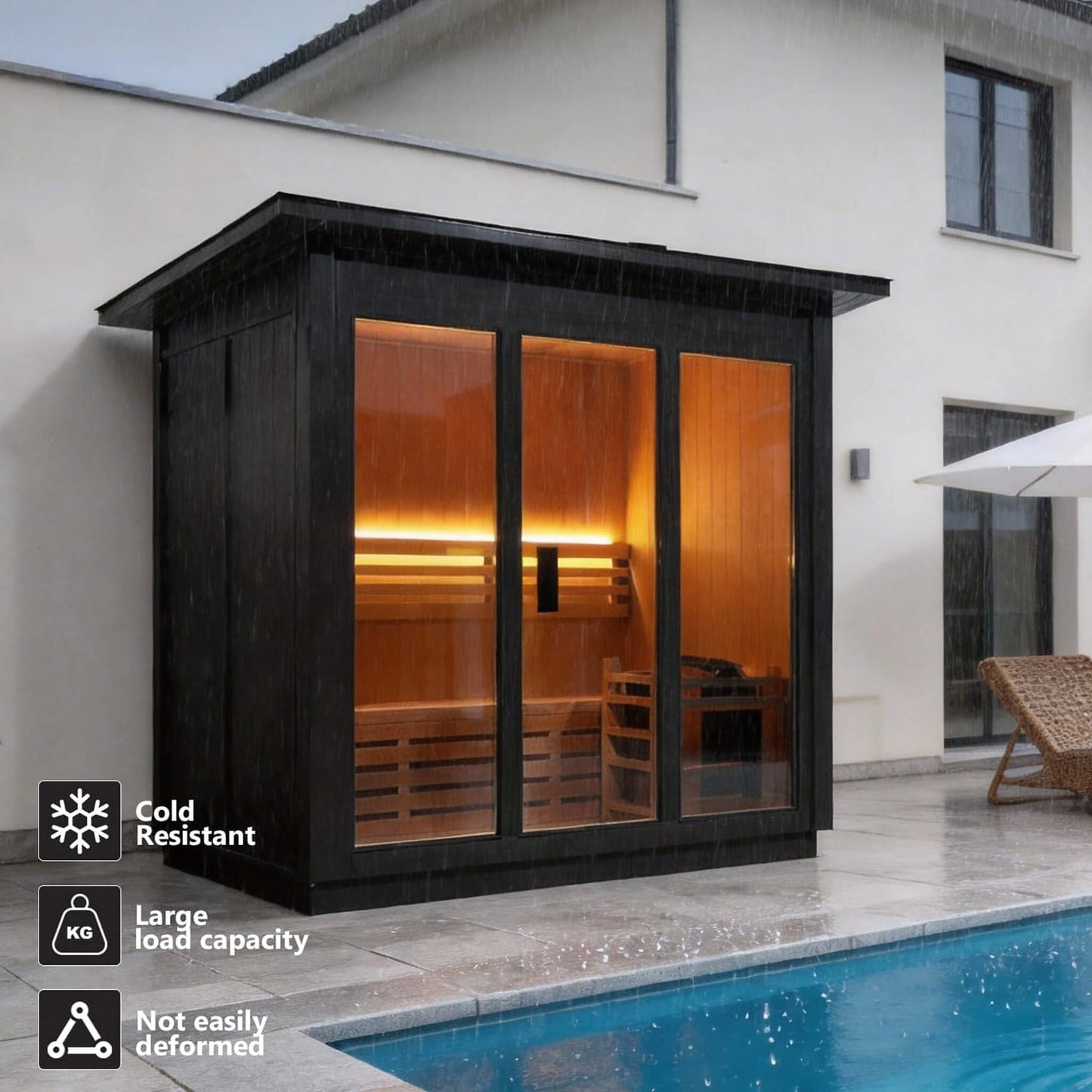 Custom 4-Person Luxury Spruce Outdoor Steam Sauna With Heater  [Made-To-Order]