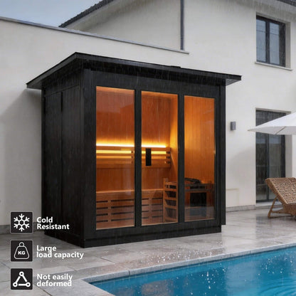 Custom 4-Person Luxury Spruce Outdoor Steam Sauna With Heater  [Made-To-Order]